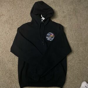 All black, skeleton surfing sweatshirt